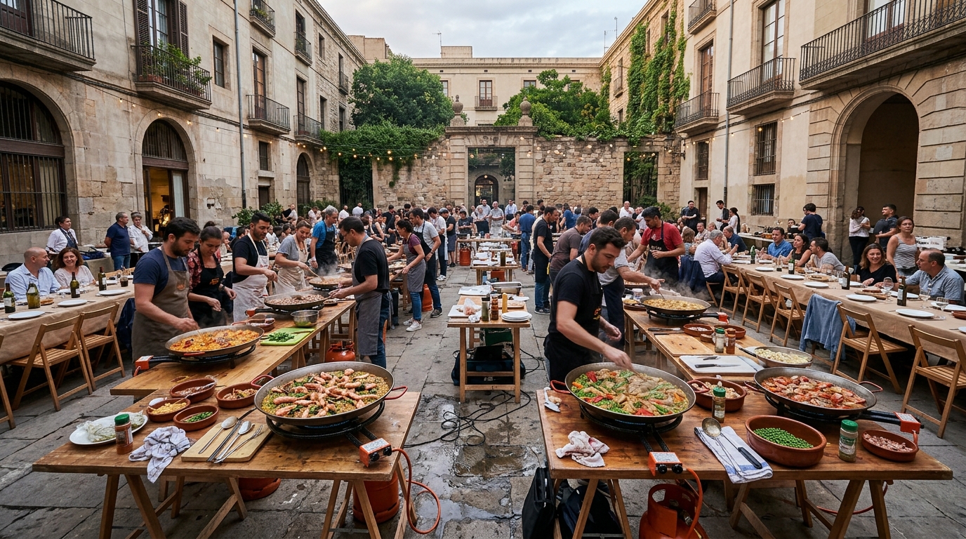 Paellamatlagningstävling och middag i Barcelona