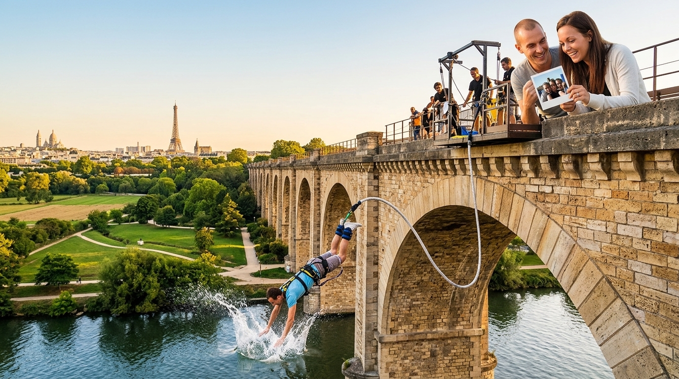 Classic Bungee Jump from a 30m Historic Viaduct in Paris