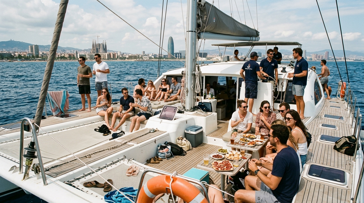 Fiesta Privada en Catamarán para 30 Invitados en Barcelona