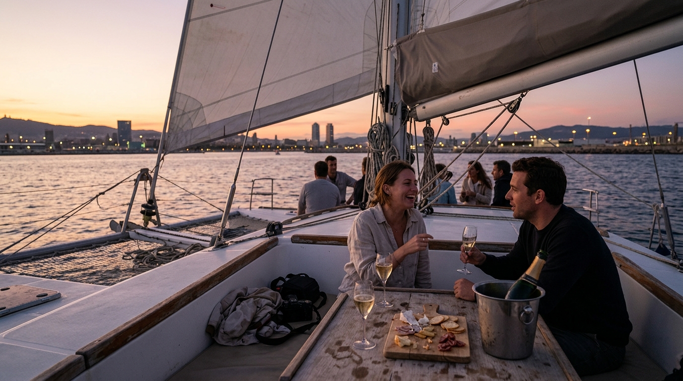 Private Catamaran Sunset Sail Barcelona