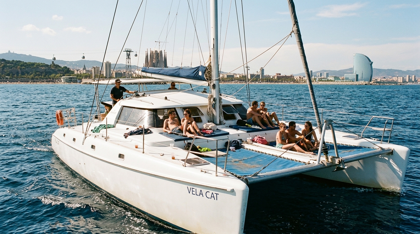 Privat katamarantur for grupper – 3 timer i Barcelona