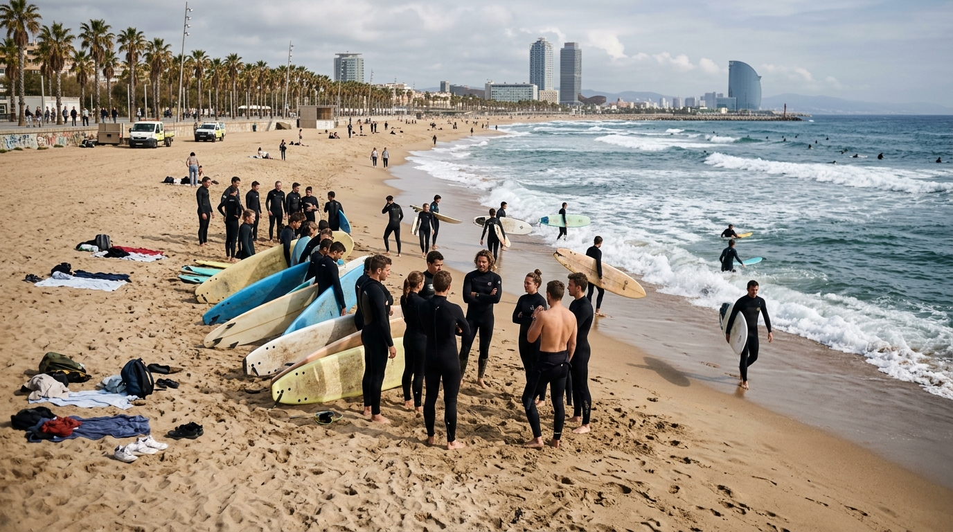 Journée Surf en Équipe Barcelone