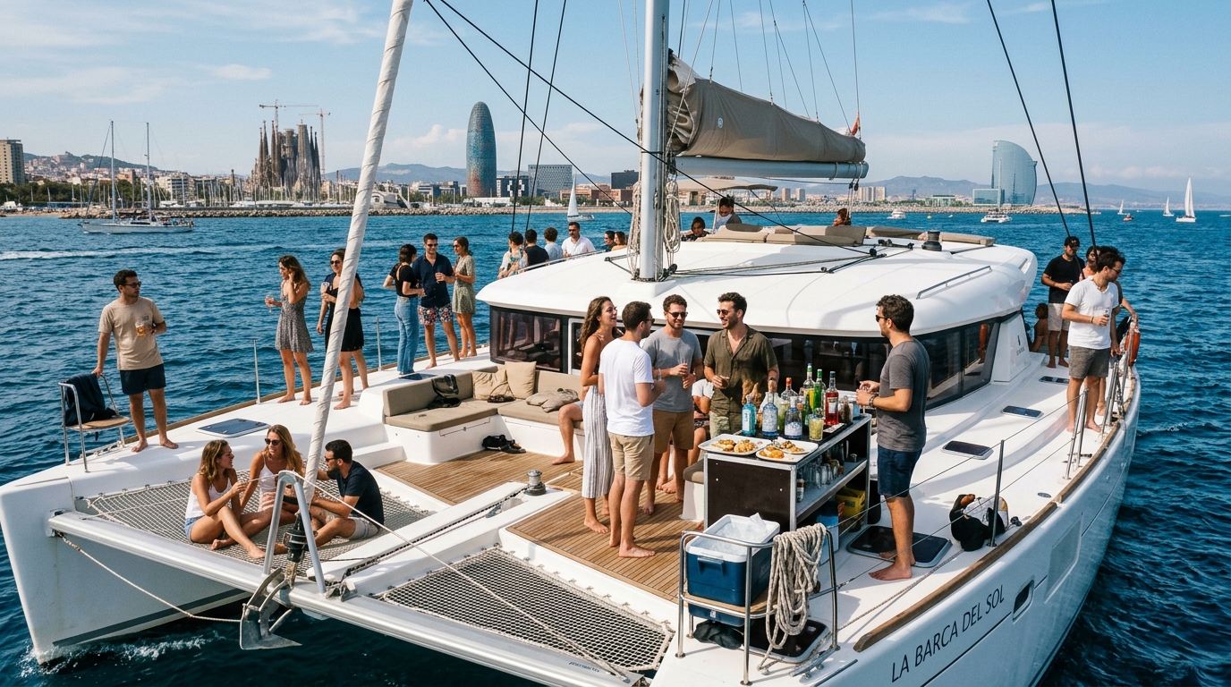 Privat katamaranfest (30 passagerare) Barcelona