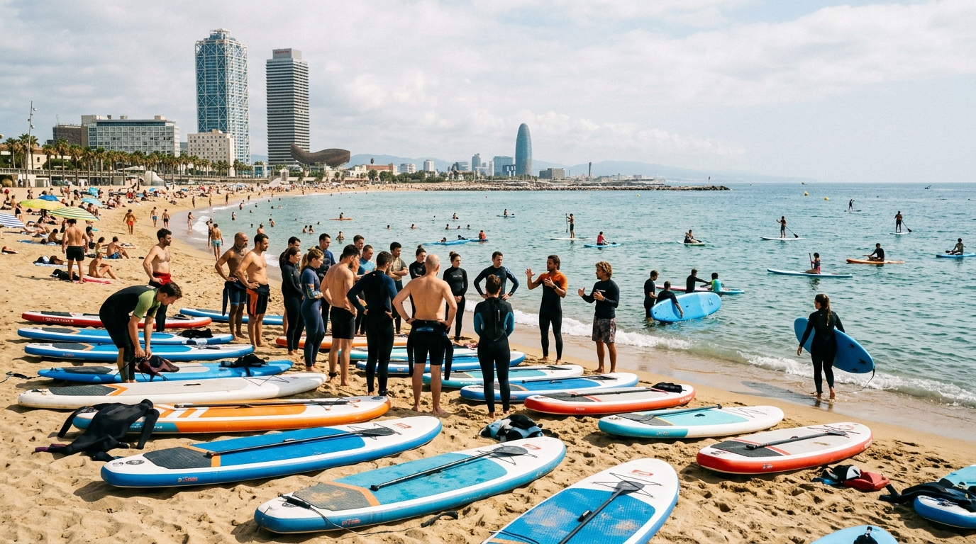 Veckokurs i grupp: Stand Up Paddleboarding i Barcelona