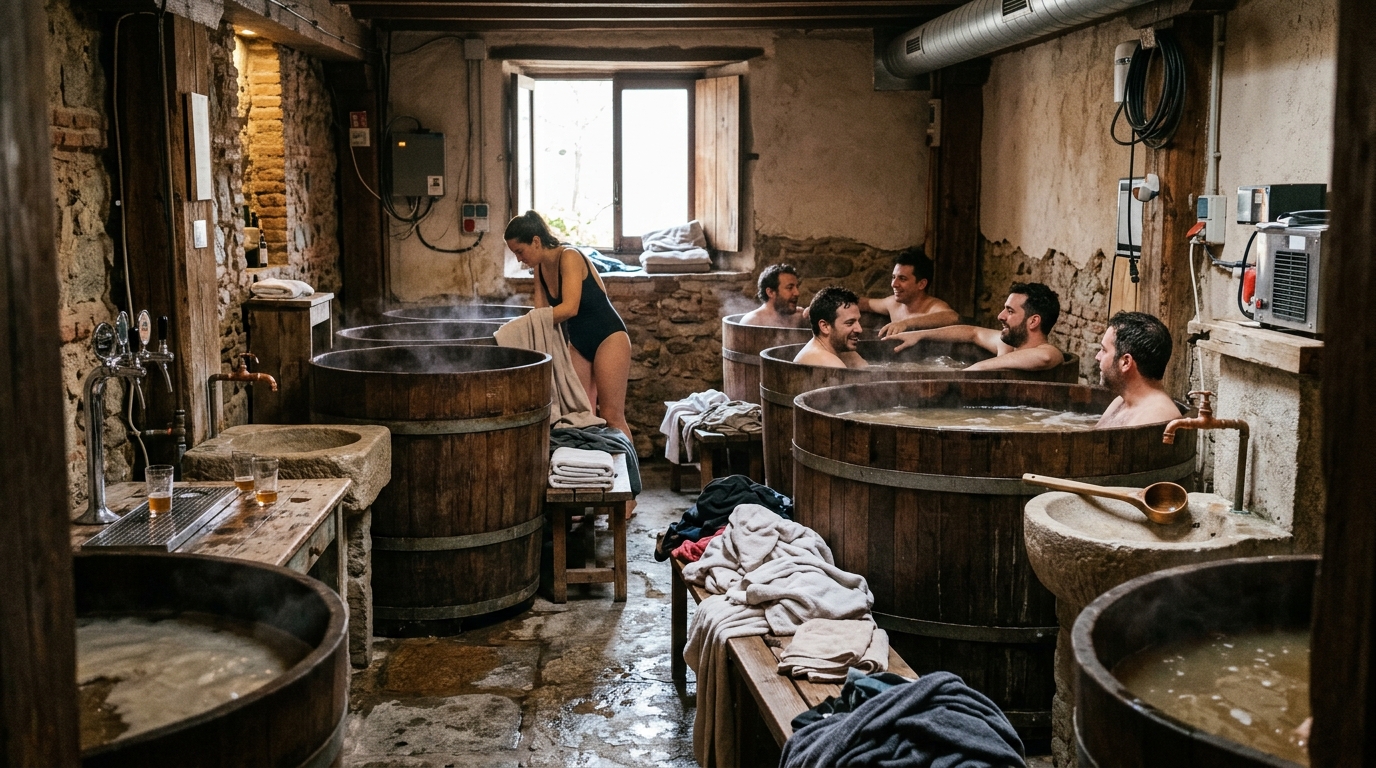 Group Beer Spa Circuit in Group Barrel in Madrid