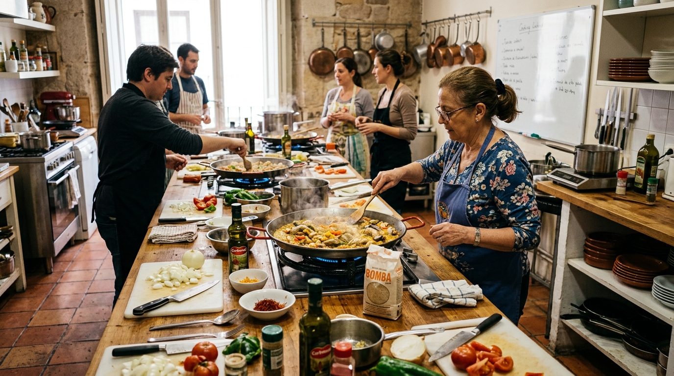 Clase de Cocina de Paella con Visita al Mercado en Madrid
