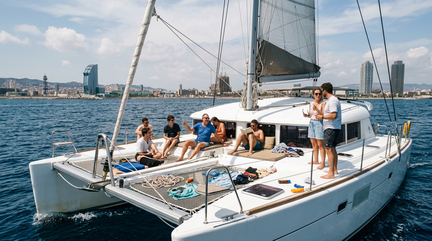 Croisière privée en catamaran pour groupes à Barcelone