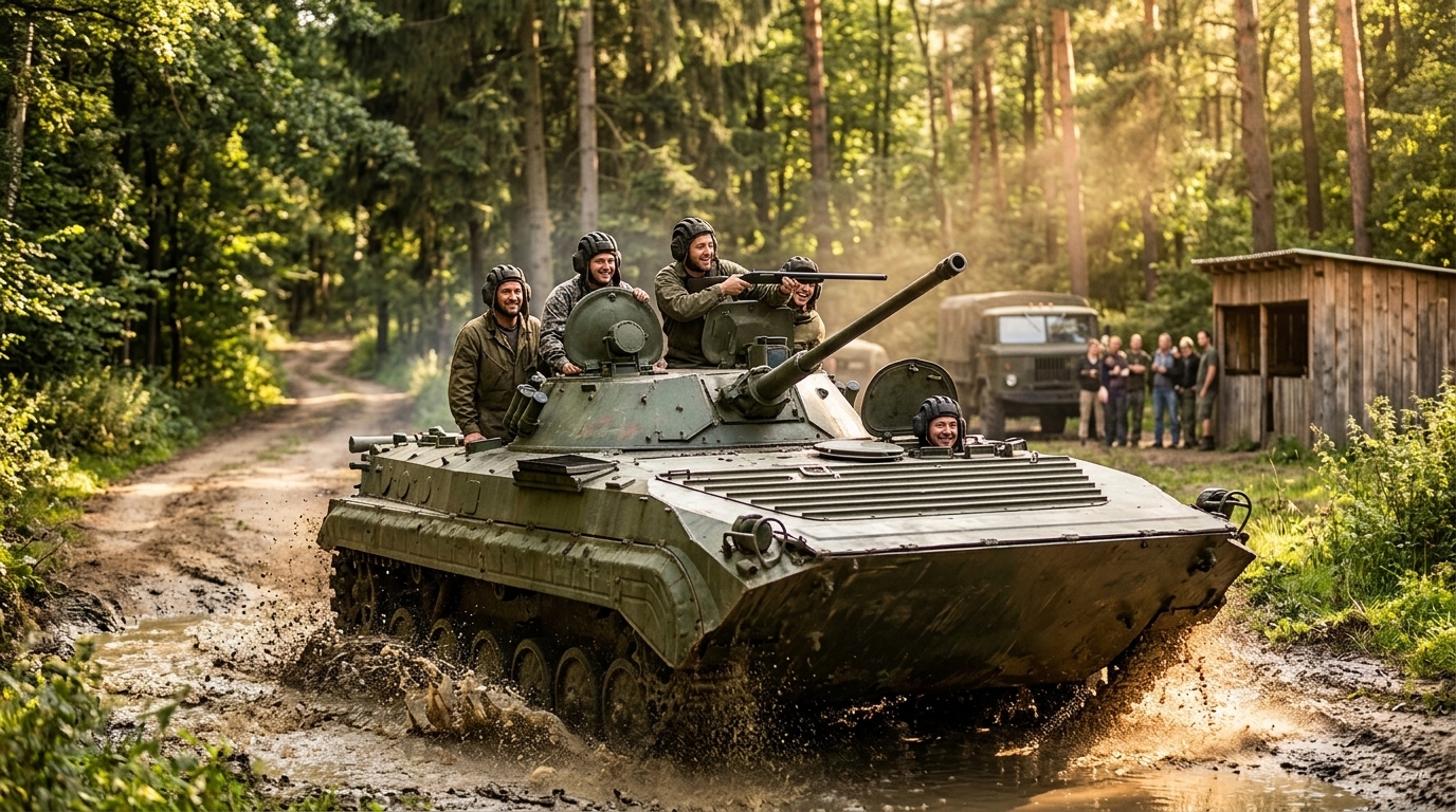 Stag Party BMP-1 Tank Driving and Gun Shooting Prague
