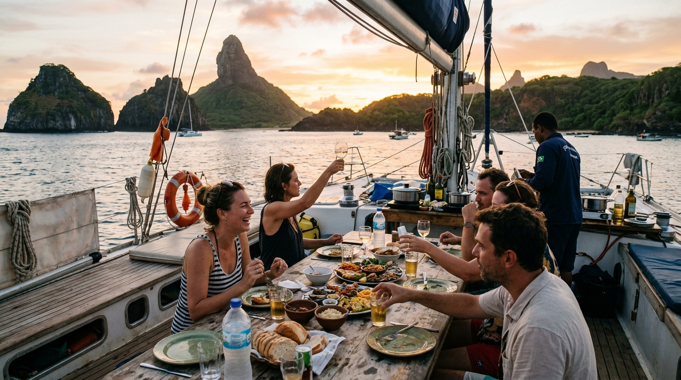 Sunset Boat Experience with Meal Fernando de Noronha